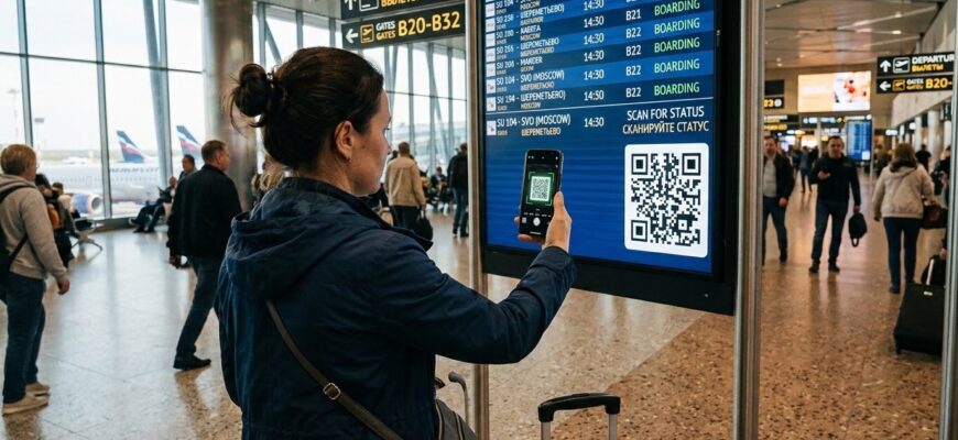 Как проверить статус рейса через QR-код на табло: пошаговая инструкция для пассажира